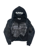 “HEAD ON A SWIVEL” ZIP UP (BLACK & WHITE)