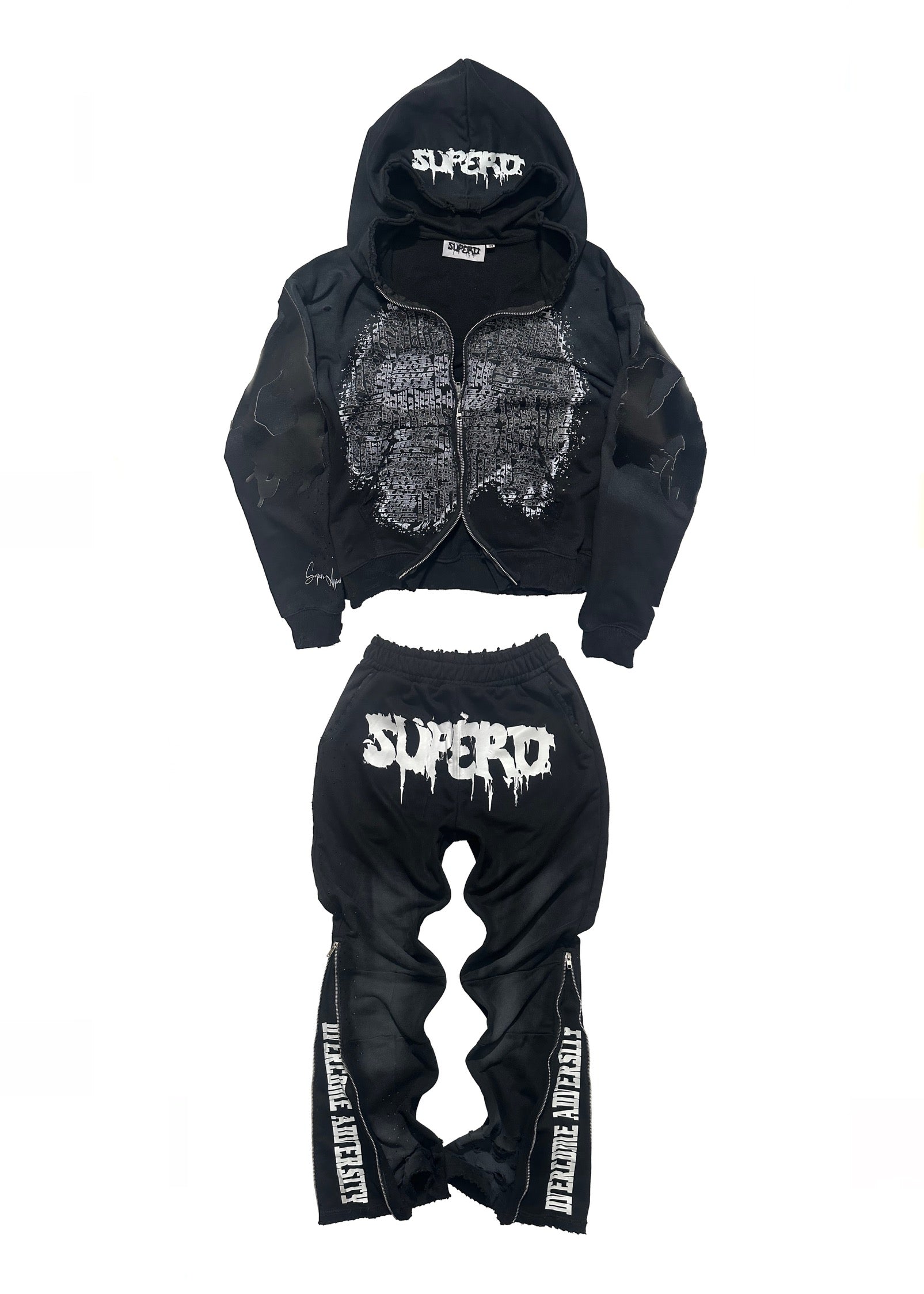 “HEAD ON A SWIVEL” TRACKSUIT (BLACK & WHITE)