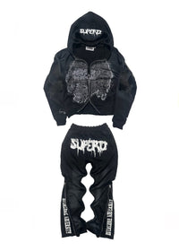 “HEAD ON A SWIVEL” TRACKSUIT (BLACK & WHITE)