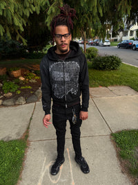 “HEAD ON A SWIVEL” ZIP UP (BLACK & WHITE)