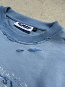CROPPED "HEAD ON A SWIVEL" SHIRT (BLUE & WHITE)
