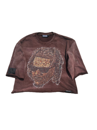 CROPPED "HEAD ON A SWIVEL" SHIRT (BROWN & TAN)