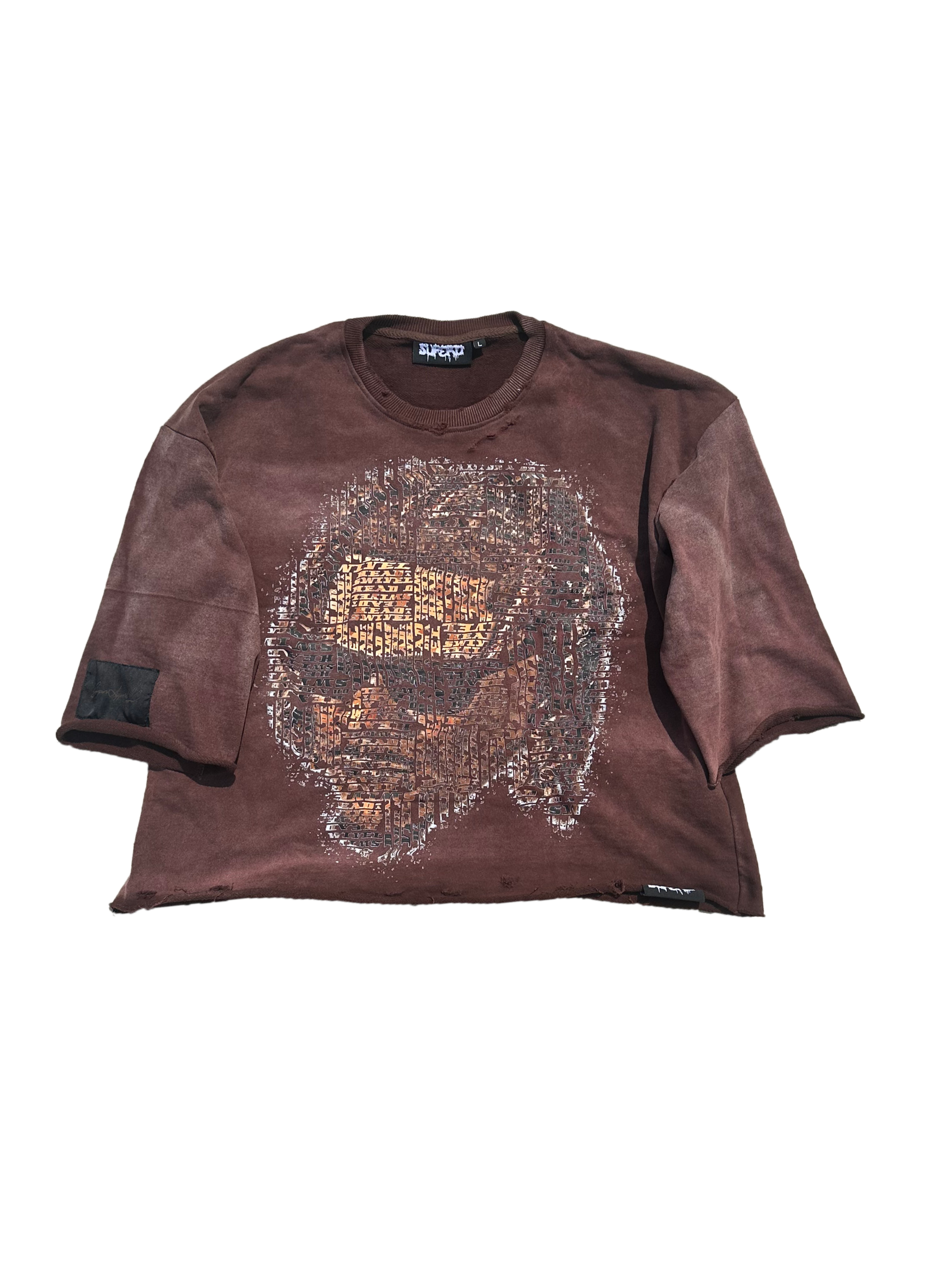 CROPPED "HEAD ON A SWIVEL" SHIRT (BROWN & TAN)