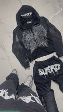 “HEAD ON A SWIVEL” ZIP UP (BLACK & WHITE)