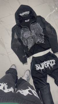 “HEAD ON A SWIVEL” ZIP UP (BLACK & WHITE)